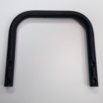 Powdercoated cart handle designed to be bolted in an assembly.