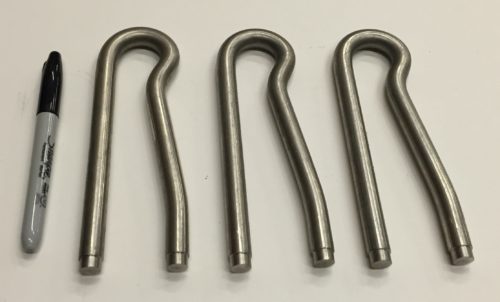 Cotter pins with the ends turned down on a lathe prior to bending