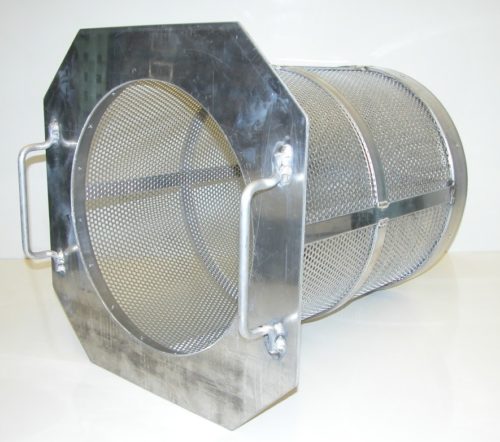 A basket that is rotated at high rates of speed to dry the parts inside of it.